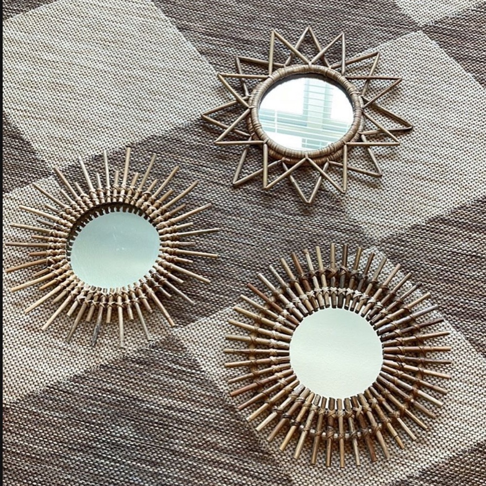 Urban Outfitters Rattan Mirrors Set of 3
